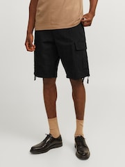 Negro - JACK & JONES Regular Fit Cargo 100% Cotton Shorts - Imagen 3 de 6
