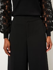 FatFace Julia Black Satin Back Crepe Wide Leg Trouser - Image 3 of 6