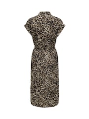 ONLY Animal Leopard Print Belted Midi Shirt Dress - Image 6 of 6