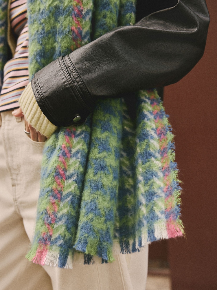 Blue/Green Dogstooth Midweight Scarf - Image 5 of 5