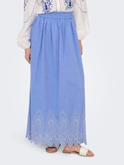 ONLY Blue Broderie Edge 100% Cotton Maxi Skirt - Image 1 of 6
