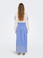 ONLY Blue Broderie Edge 100% Cotton Maxi Skirt - Image 2 of 6