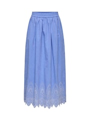 ONLY Blue Broderie Edge 100% Cotton Maxi Skirt - Image 5 of 6