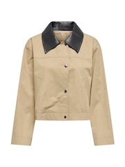 ONLY Natural Light Contrast Collar Barn 100% Cotton Jacket - Image 1 of 2