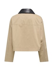 ONLY Natural Light Contrast Collar Barn 100% Cotton Jacket - Image 2 of 2