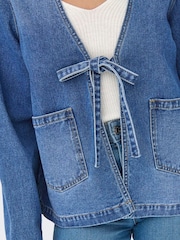 ONLY Blue Tie Front Denim Shirt - Image 4 of 6