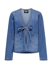 ONLY Blue Tie Front Denim Shirt - Image 5 of 6