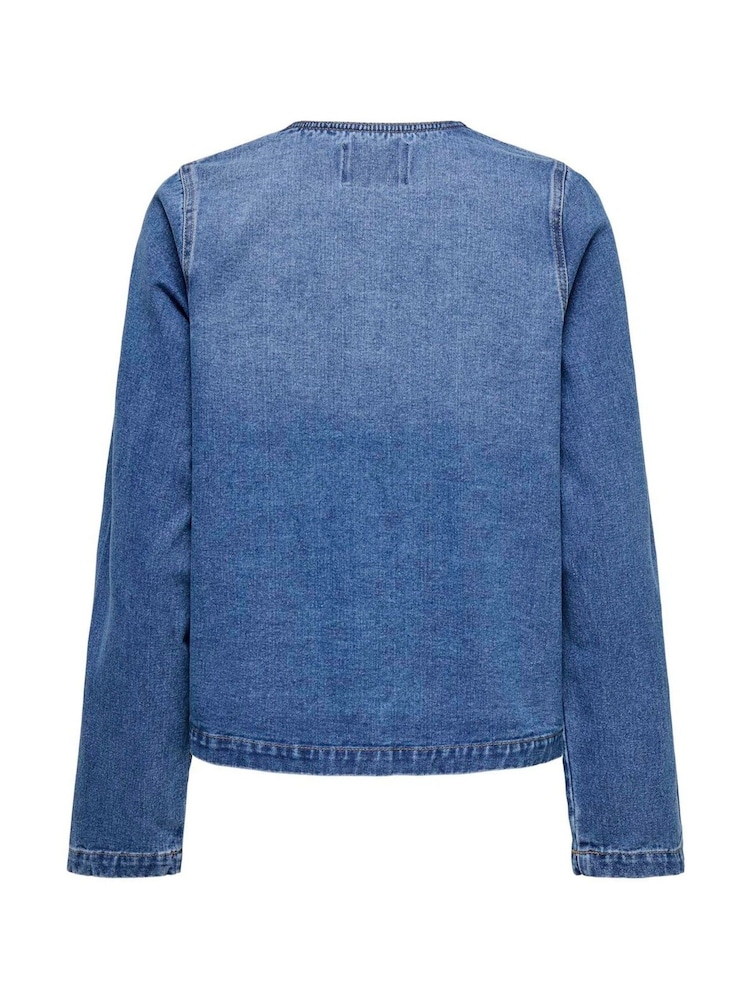 ONLY Blue Tie Front Denim Shirt - Image 6 of 6
