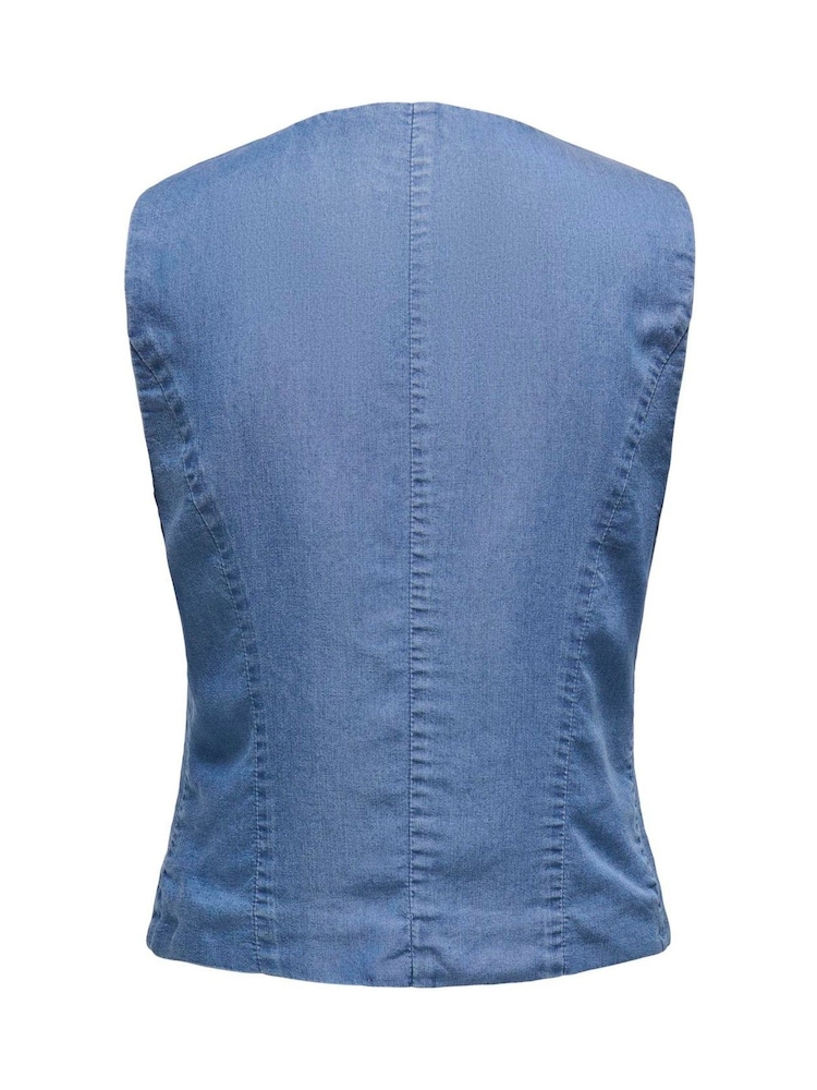 ONLY Blue Button Down Waistcoat - Image 2 of 2