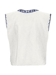 ONLY White Floral Print Embroidered 100% Cotton Waistcoat - Image 7 of 7