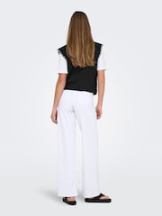 ONLY Black Floral Print Embroidered 100% Cotton Waistcoat - Image 3 of 7