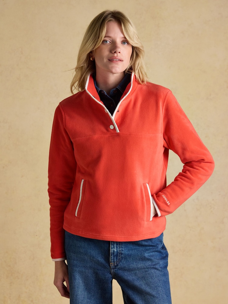 Joules Red Funnel Neck Fleece - Image 1 of 8 Joules Red Funnel Neck Fleece - Image 1 of 8