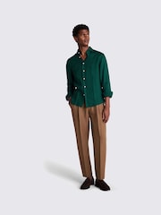 MOSS Emerald Green Tailored Fit 100% Linen Shirt - Image 2 of 4