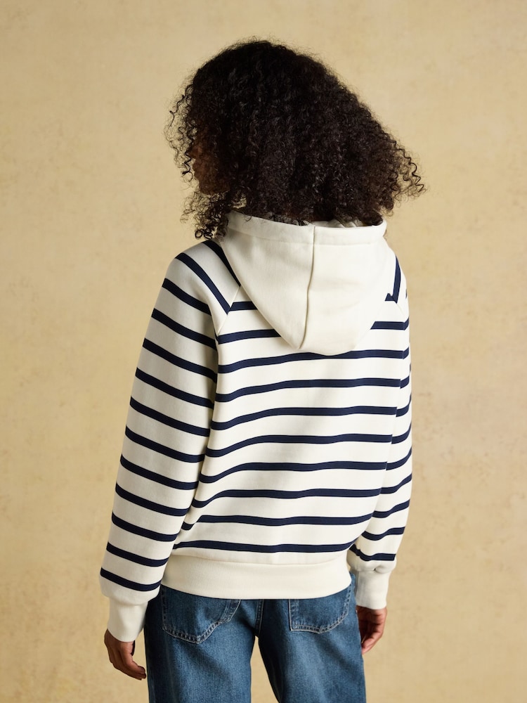 Joules Cream & Navy Striped Cotton Blend Hoodie - Image 2 of 9 Joules Cream & Navy Striped Cotton Blend Hoodie - Image 2 of 9