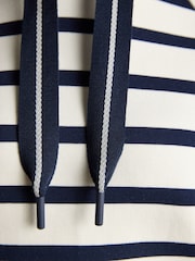 Joules Cream & Navy Striped Cotton Blend Hoodie - Image 8 of 9