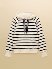 Joules Cream & Navy Striped Cotton Blend Hoodie - Image 9 of 9