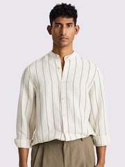 MOSS Natural Cotton Linen Neutral Woven Stripe Shirt - Image 1 of 1