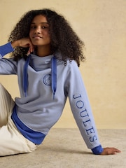 Joules Blue & White Striped Cotton Hoodie - Image 3 of 8