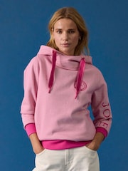 Joules Pink & White Striped Cotton Hoodie - Image 1 of 11