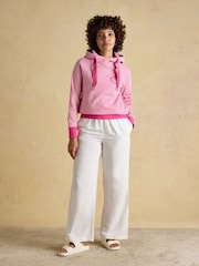 Joules Pink & White Striped Cotton Hoodie - Image 6 of 11