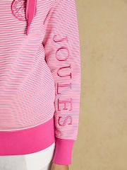 Joules Pink & White Striped Cotton Hoodie - Image 7 of 11