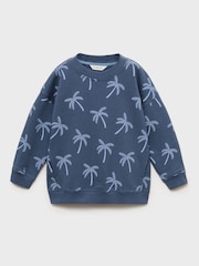 Mango Blue Printed 100% Cotton Sweatshirt - Image 1 of 3