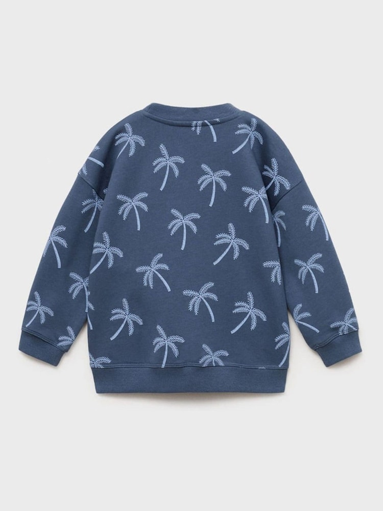 Mango Blue Printed 100% Cotton Sweatshirt - Image 2 of 3