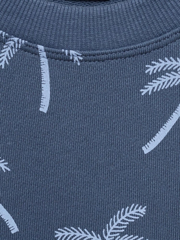 Mango Blue Printed 100% Cotton Sweatshirt - Image 3 of 3