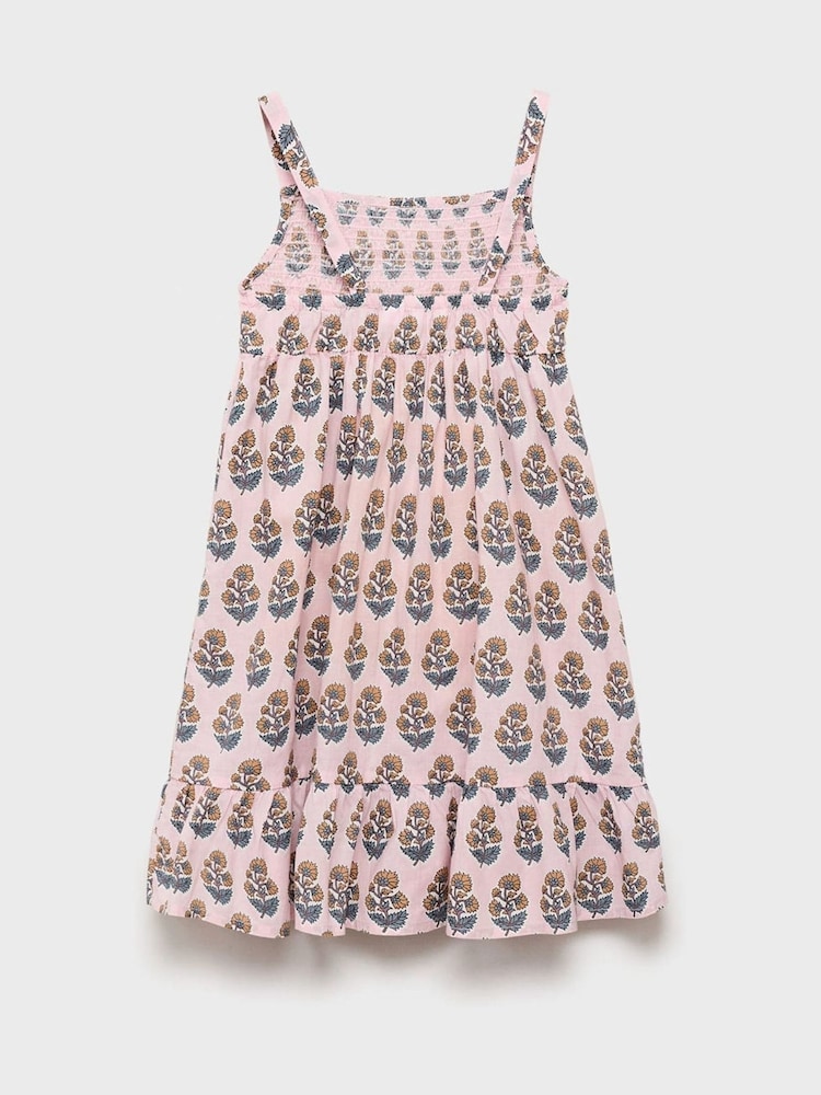 Mango Pink 100% Cotton Floral Print Dress - Image 2 of 3 Mango Pink 100% Cotton Floral Print Dress - Image 2 of 3