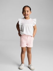 Mango Pink Paperbag 100% Cotton Denim Shorts - Image 1 of 5