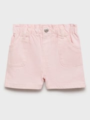 Mango Pink Paperbag 100% Cotton Denim Shorts - Image 3 of 5