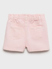Mango Pink Paperbag 100% Cotton Denim Shorts - Image 4 of 5