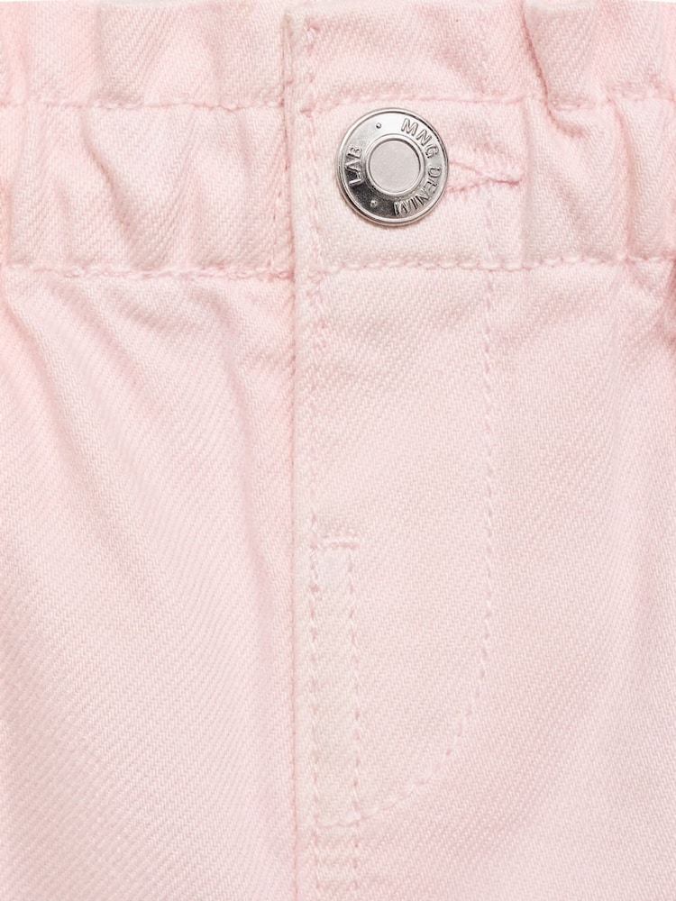 Mango Pink Paperbag 100% Cotton Denim Shorts - Image 5 of 5