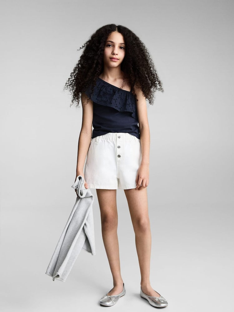 Mango Blue Ruffled Asymmetric Top - Image 1 of 6
