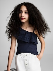 Mango Blue Ruffled Asymmetric Top - Image 2 of 6