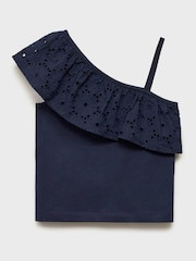 Mango Blue Ruffled Asymmetric Top - Image 4 of 6