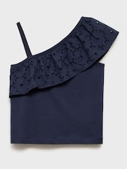 Mango Blue Ruffled Asymmetric Top - Image 5 of 6