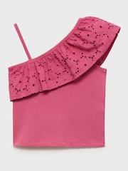 Mango Pink Ruffled Asymmetric Top - Image 1 of 3