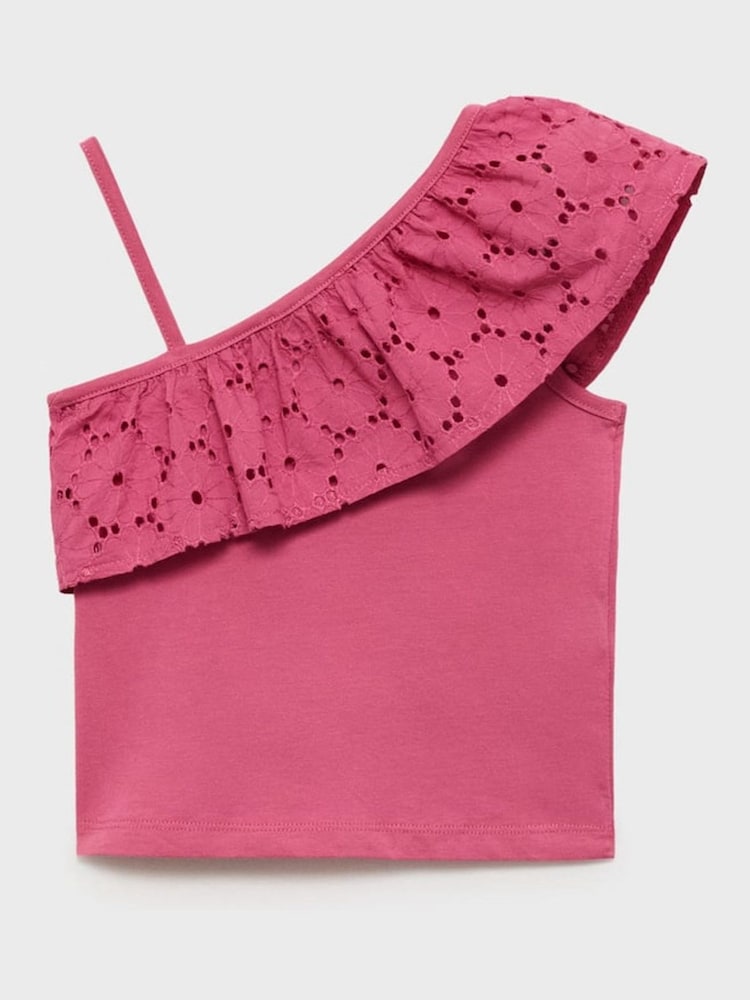 Mango Pink Ruffled Asymmetric Top - Image 1 of 3