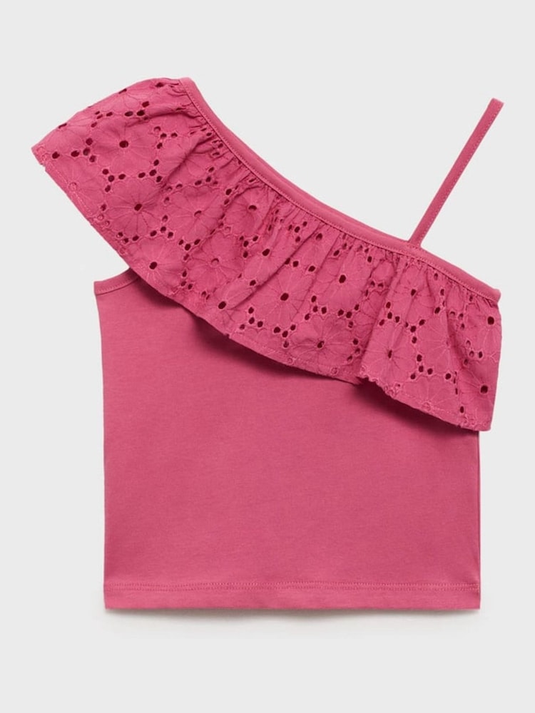 Mango Pink Ruffled Asymmetric Top - Image 2 of 3