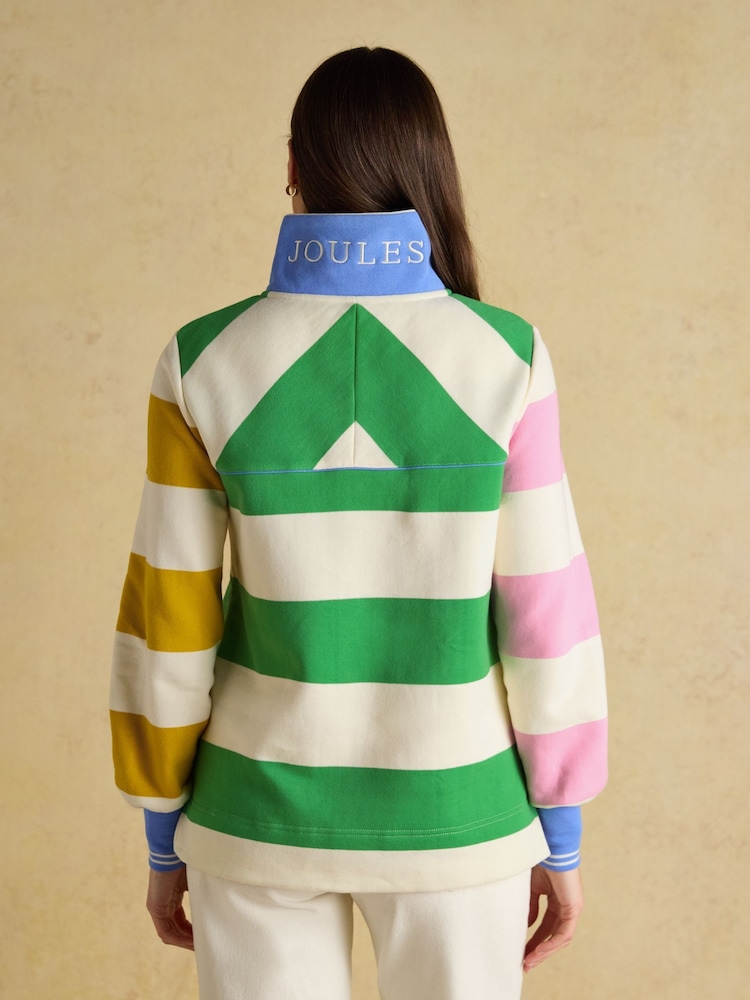 Joules Hotchpotch Stripe Quarter Zip Funnel Neck Cotton Sweatshirt - Image 2 of 9 Joules Hotchpotch Stripe Quarter Zip Funnel Neck Cotton Sweatshirt - Image 2 of 9