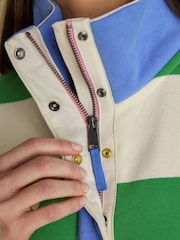 Joules Hotchpotch Stripe Quarter Zip Funnel Neck Cotton Sweatshirt - Image 4 of 9