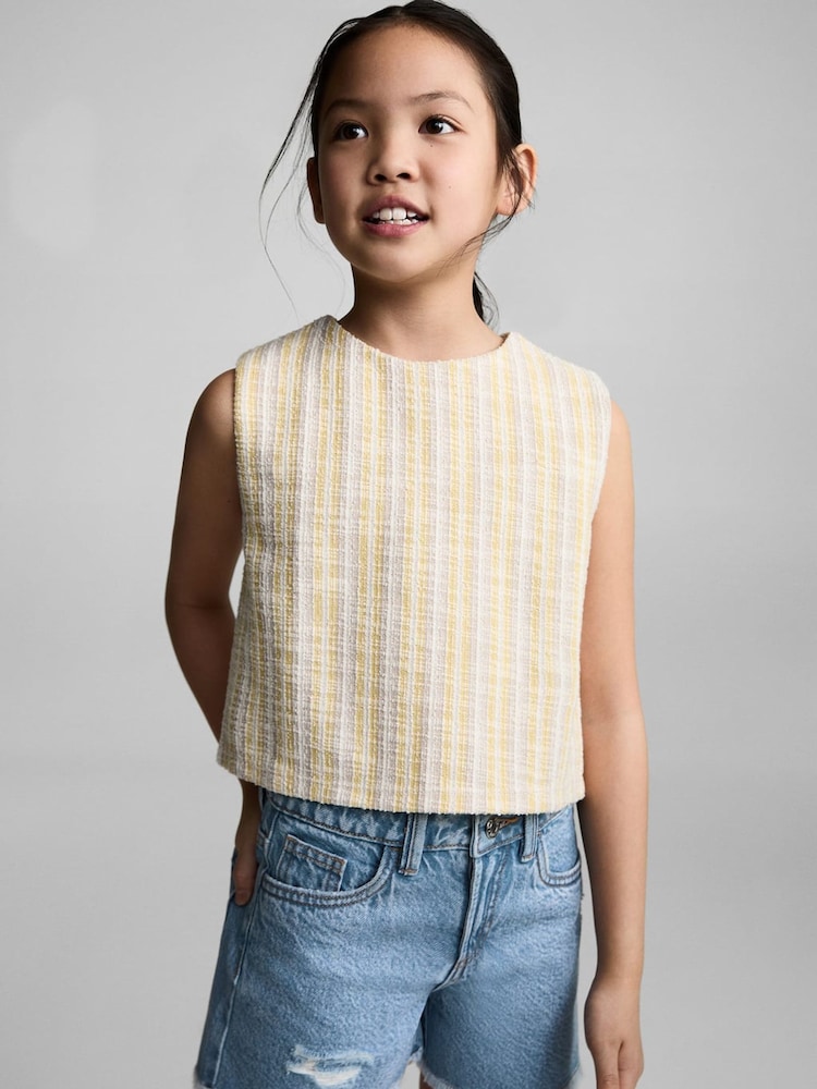 Mango Blue Frayed Hem Denim Shorts - Image 1 of 5