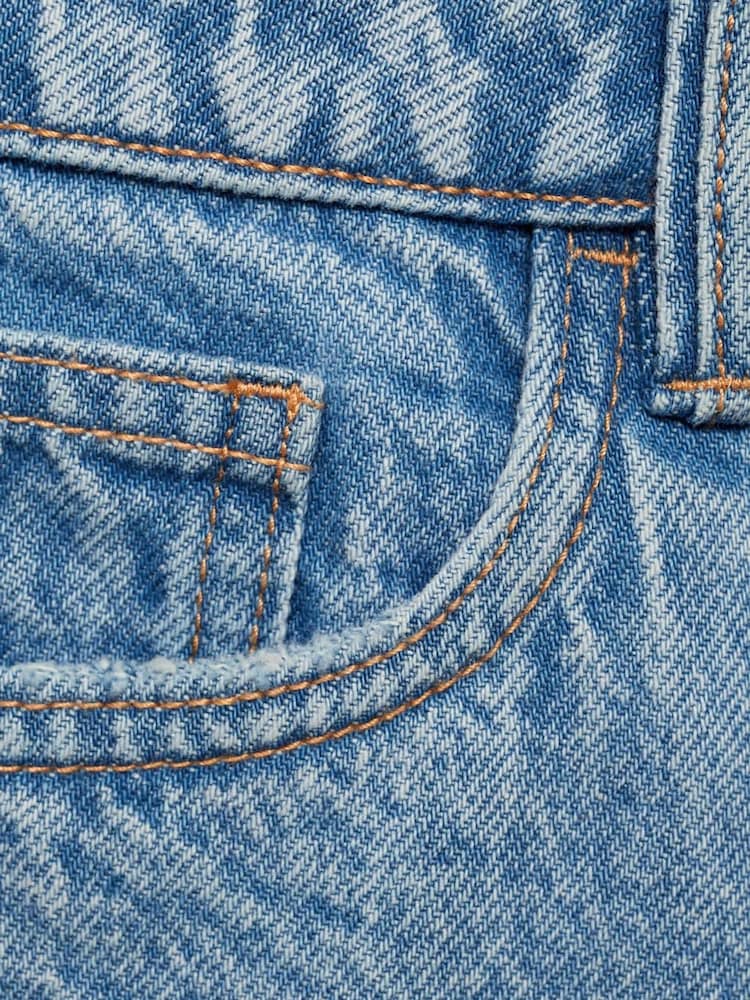 Mango Blue Frayed Hem Denim Shorts - Image 5 of 5