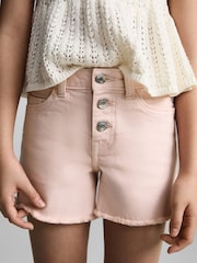 Mango Pink Frayed Hem Denim Shorts - Image 3 of 6