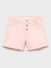 Mango Pink Frayed Hem Denim Shorts - Image 4 of 6
