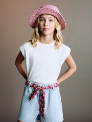 Mango Blue Denim Shorts with Belt - Image 1 of 4