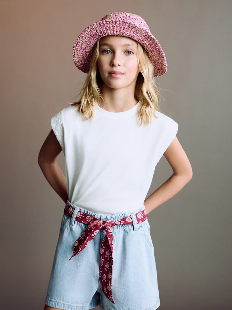 Mango Blue Denim Shorts with Belt - Image 1 of 4