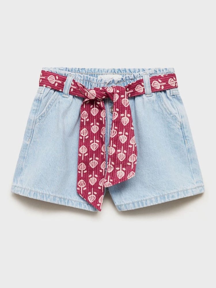 Mango Blue Denim Shorts with Belt - Image 3 of 4