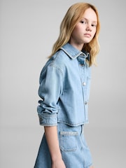 Mango Blue Crop Denim Jacket - Image 2 of 8